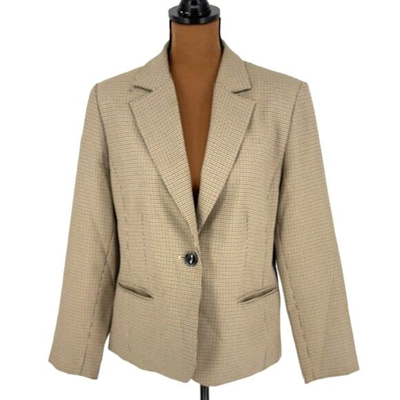 Karen Scott Jackets & Blazers - Karen Scott Brown Houndstooth Single-Breasted Blazer with 2 Pockets – Size 12P